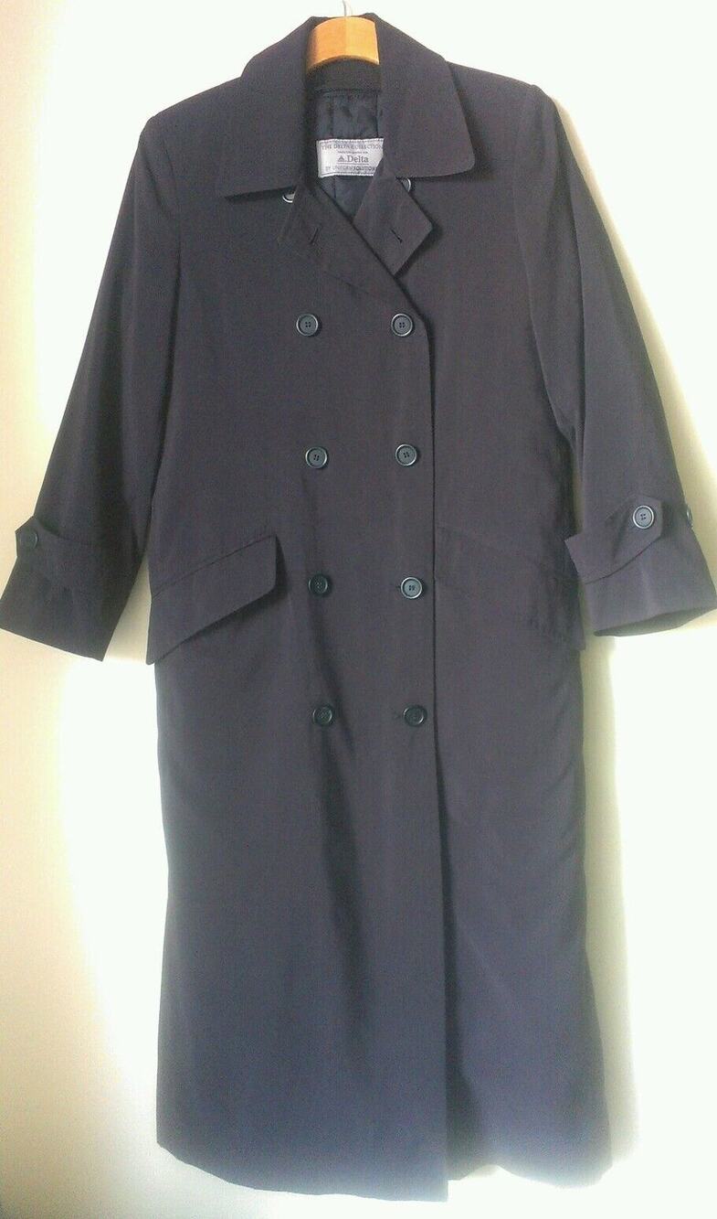 Delta Collection Uniform Long Heavy Coat Black Women's sz 2P